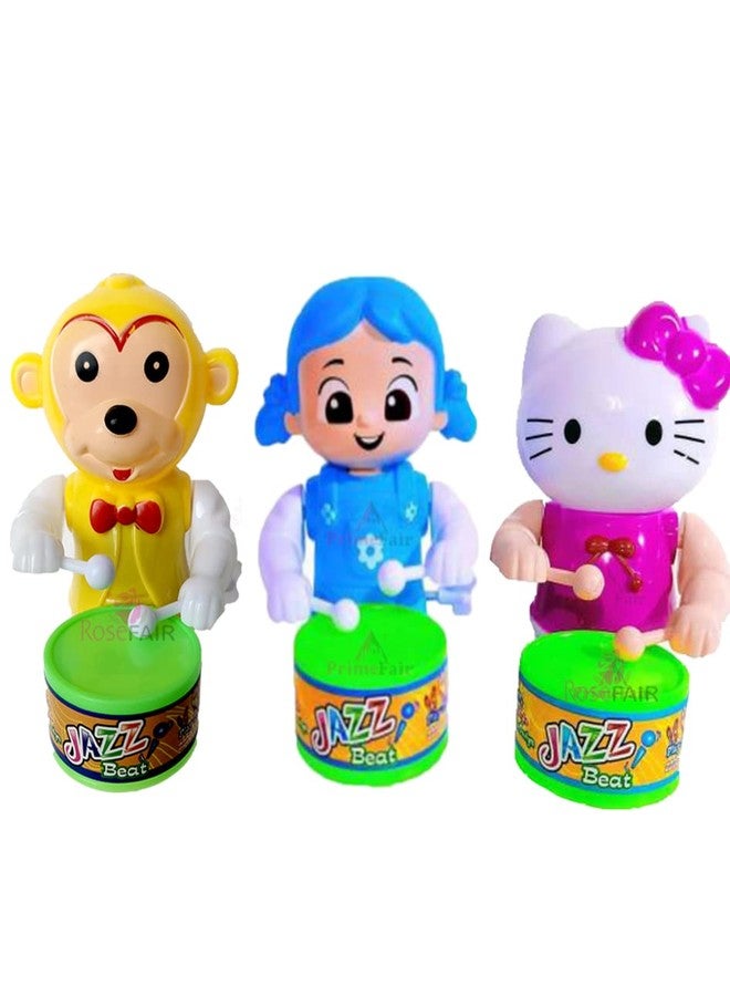 ROSEFAIR Cute Drummer Toy with Drumming and Dancing Action for Kids Baby Rattle Toys Set Toddler Kids Key-Operated Toys Kids (MON-BLUE-KITTY-PAC-03) - Image 1